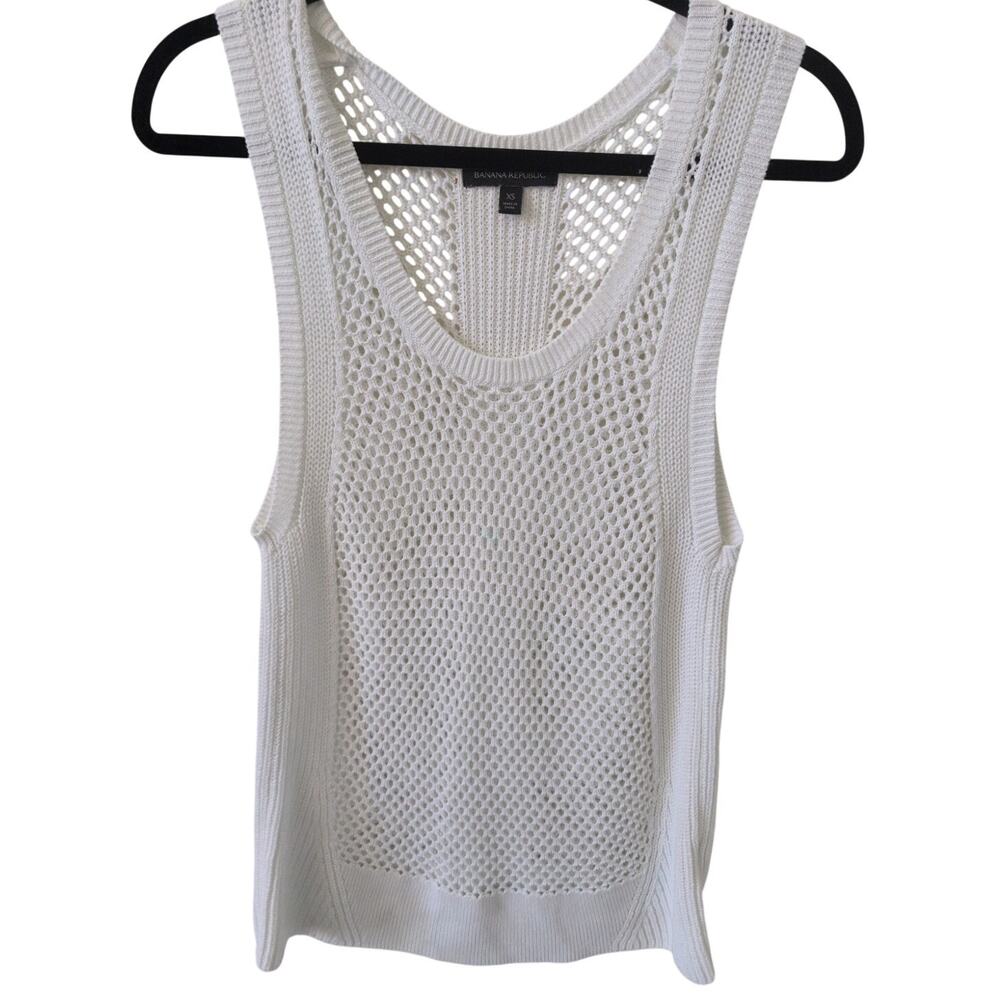 Banana Republic White 100% Cotton Mesh Sweater Tank size XS